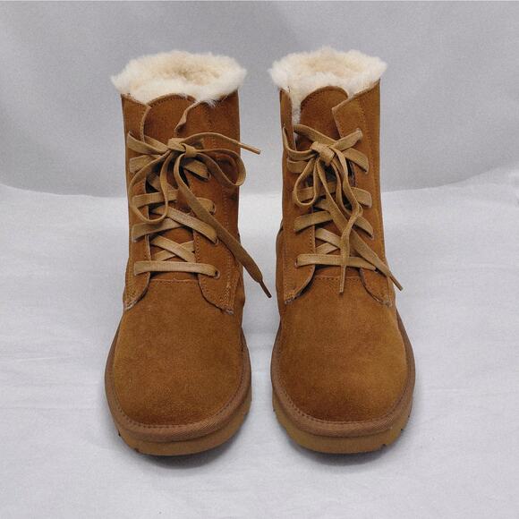 Style & Co Womens 9 Genuine Suede Leather Boots Brown Fur Lined Lace Up Cozy NIB - Picture 3 of 11